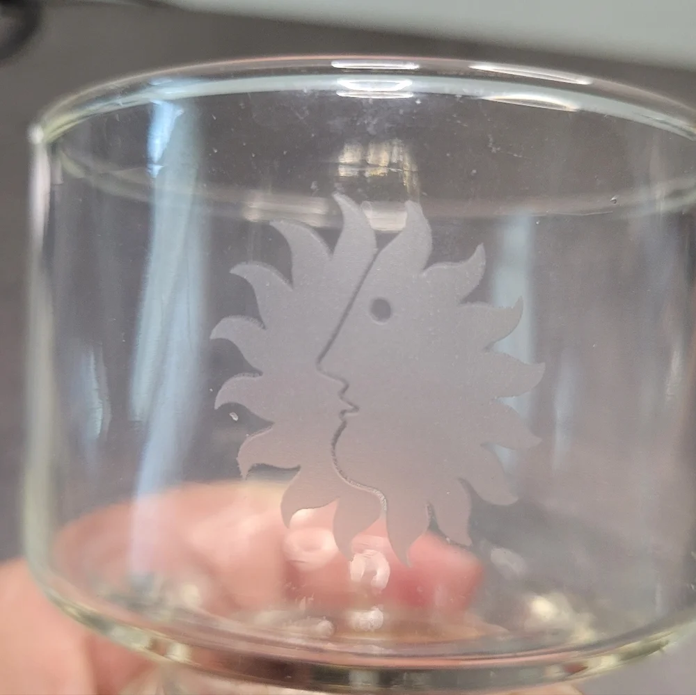 National Airlines First Class Etched Sun King Logo Vintage Cocktail Glasses